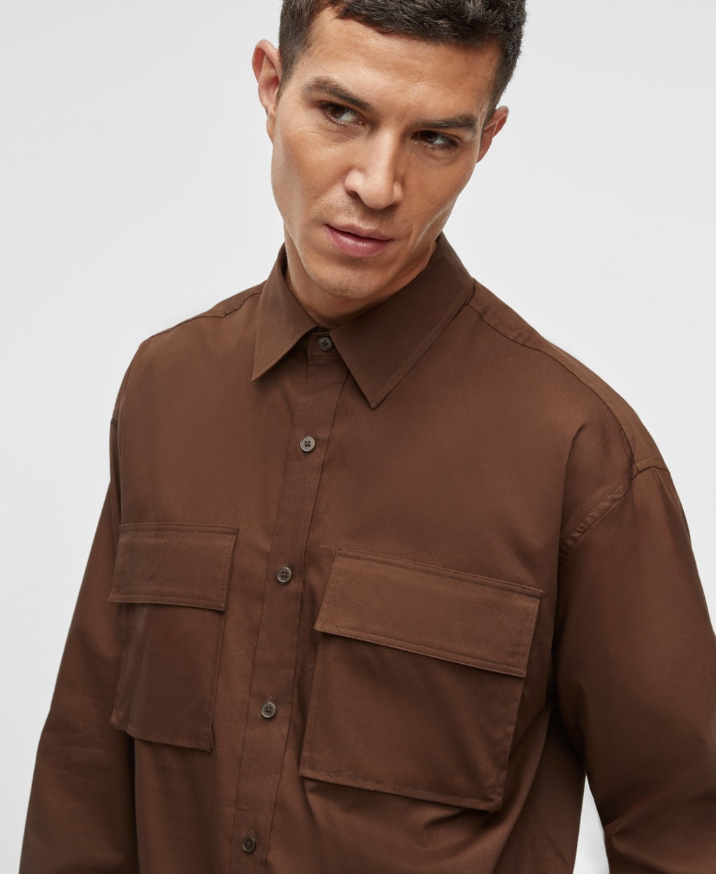 Mode of One Men's Long-Sleeve Button-Front Utility Shirt