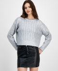Hooked up by Iot Juniors' Shine Cable-Knit Crewneck Sweater