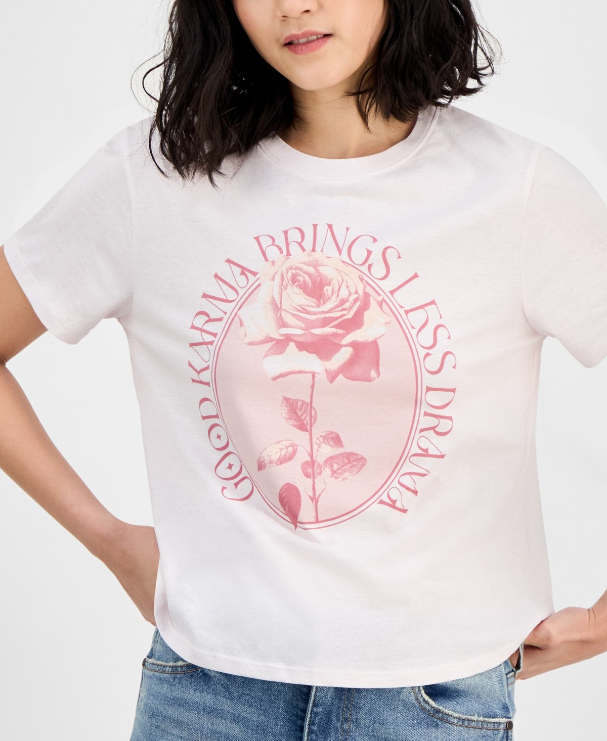 Pretty Rebel Size XS Good Karma Cotton Graphic T-Shirt