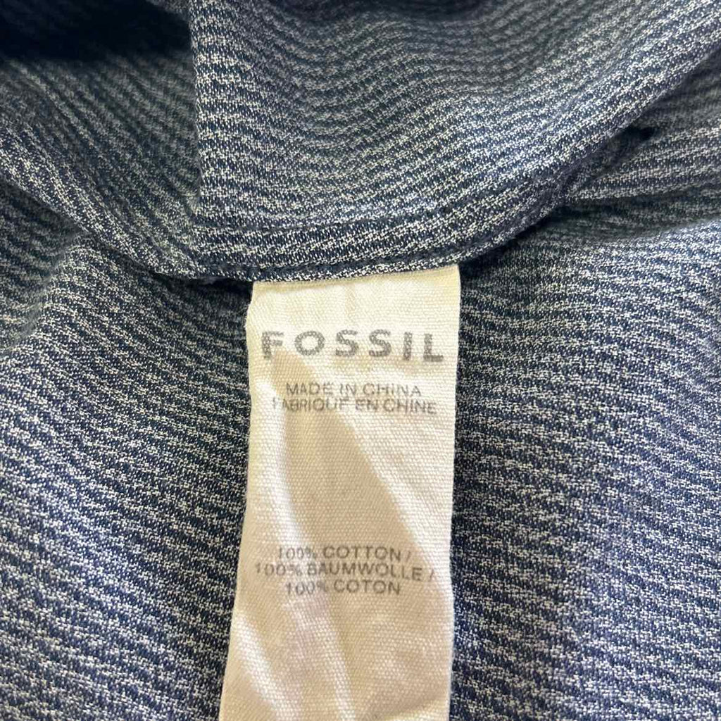 Fossil Size M Blue Preloved MENS Button Down Shirt
