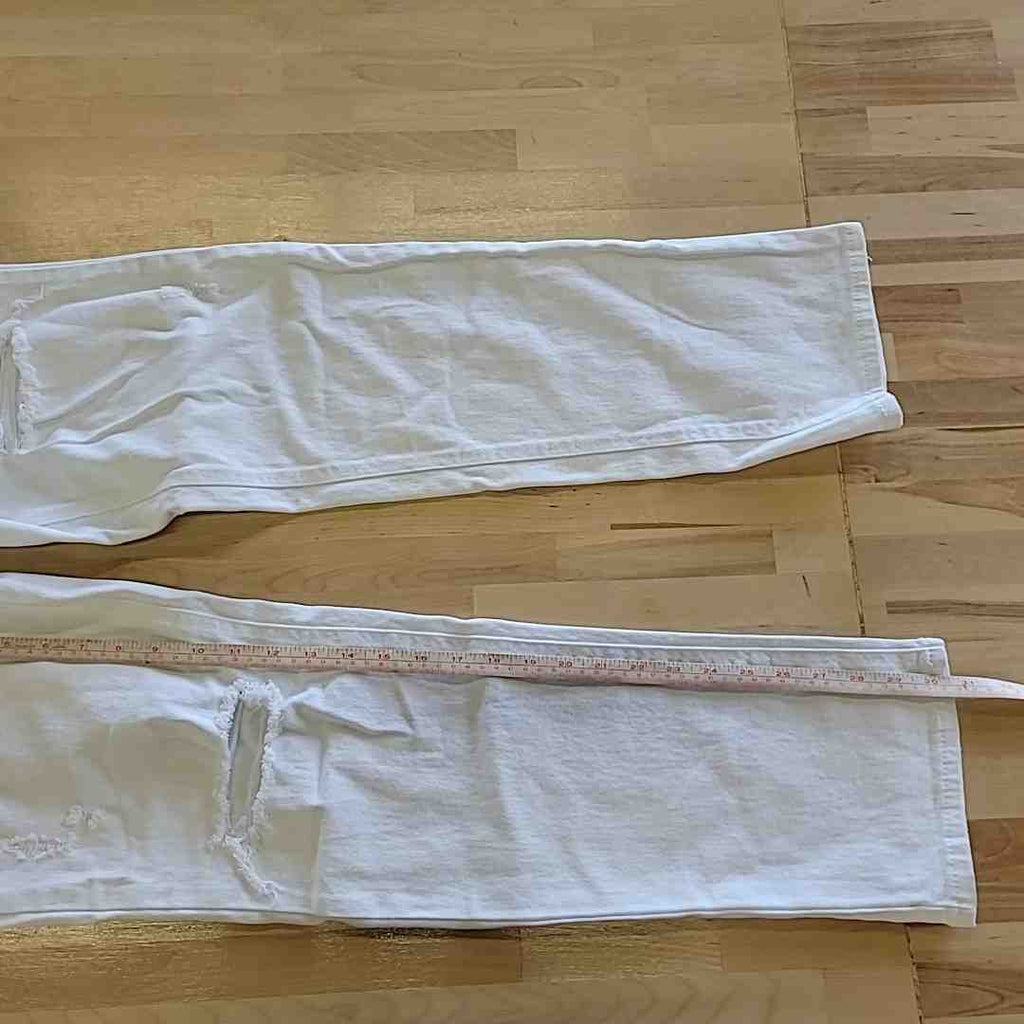 tinceltown Size 1 White Relaxed Ripped High-Rise Straight-Leg Jeans  NWT