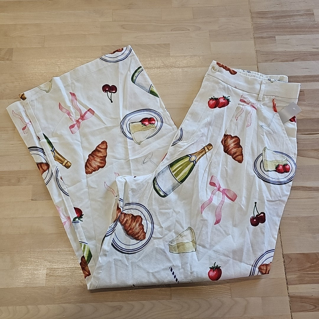 Avec Les Filles Women's Printed High-Rise Wide-Leg Pants