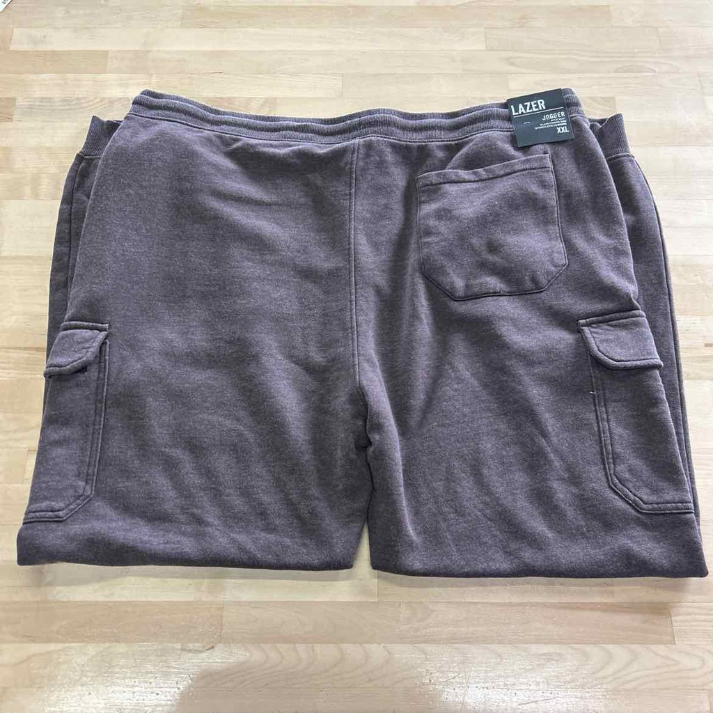 Lazer Men's Relaxed Fit Drawstring Burnout Fleece Cargo Jogger Pants