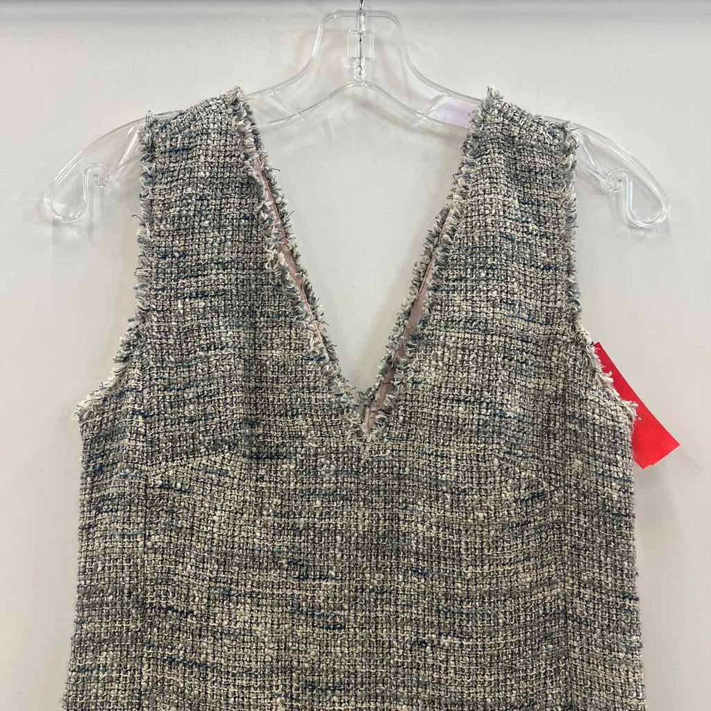 Rebecca Taylor Size 2 Gray Tweed Sleeveless V-Neck Dress