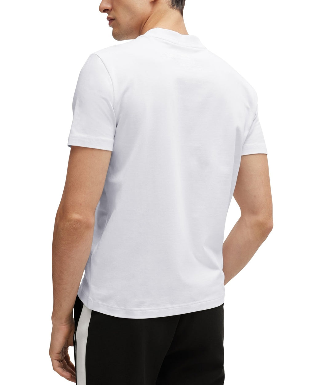 BOSS Size L White Stretch-cotton Regular-fit T-shirt with Contrast Logo