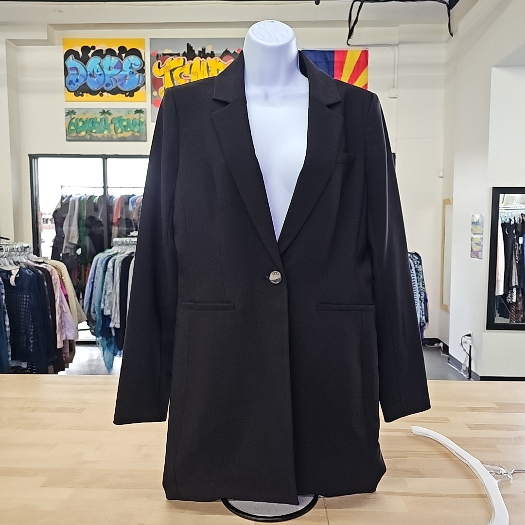 Dkny Women's Single Breasted Long Blazer - Black - Size 6