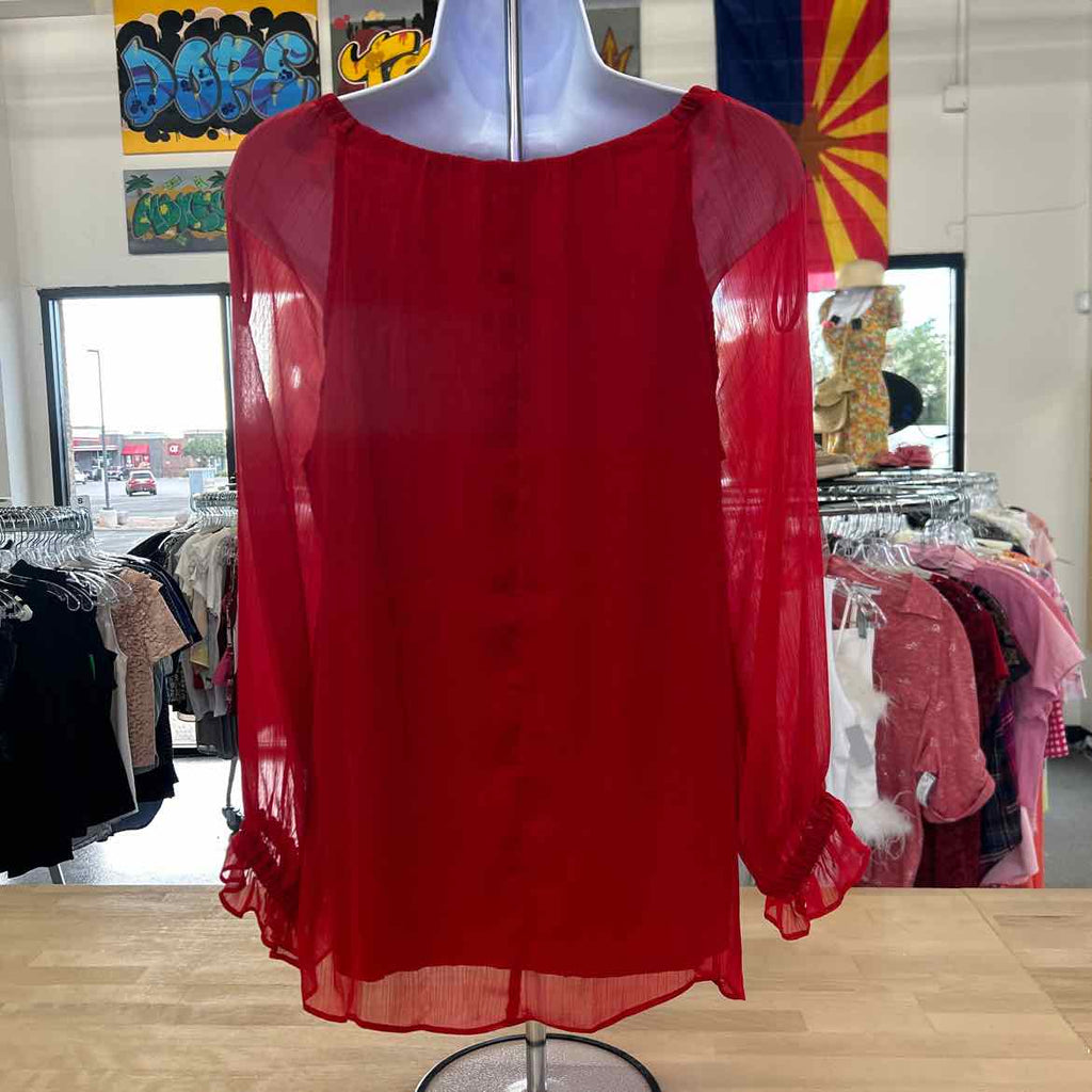 JM Collection Size S Red Preloved Blouse LS