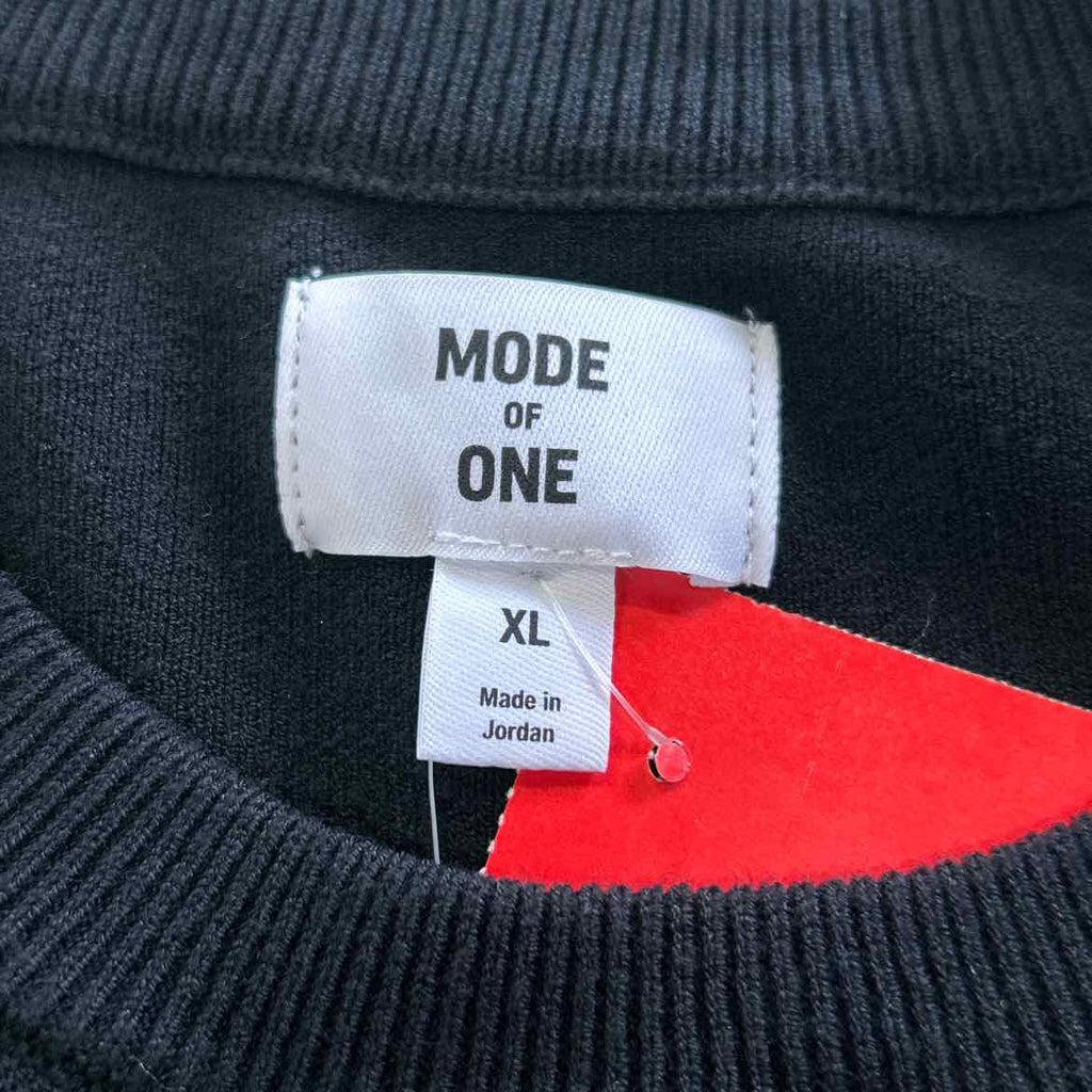 Mode of One Men's Relaxed-Fit Short-Sleeve Crewneck Sweater - Deep Black