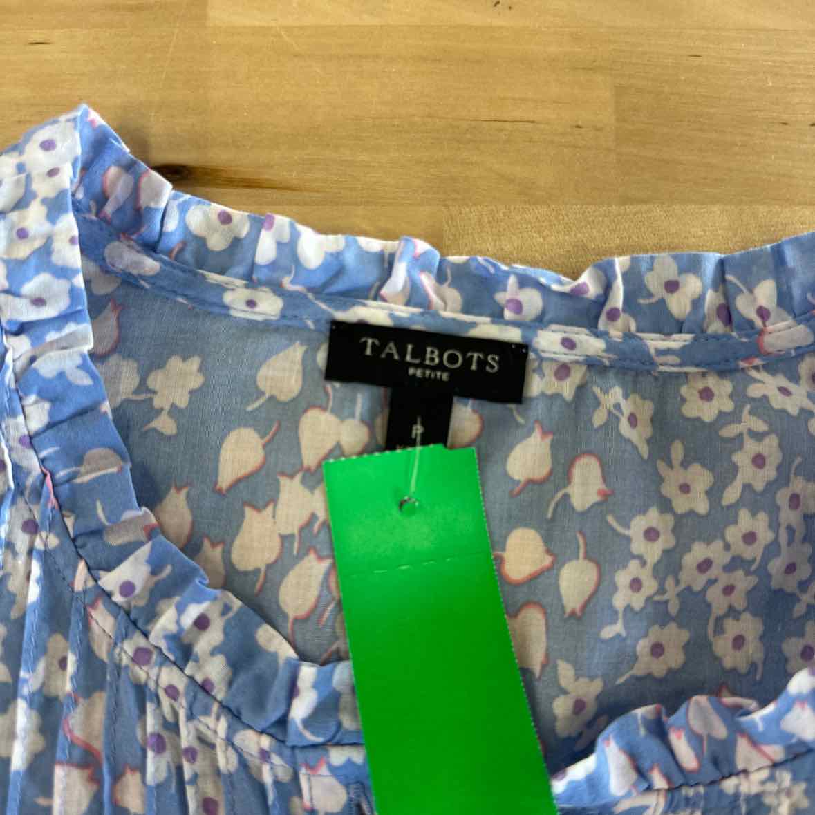 Talbots Size P Blue Blouse