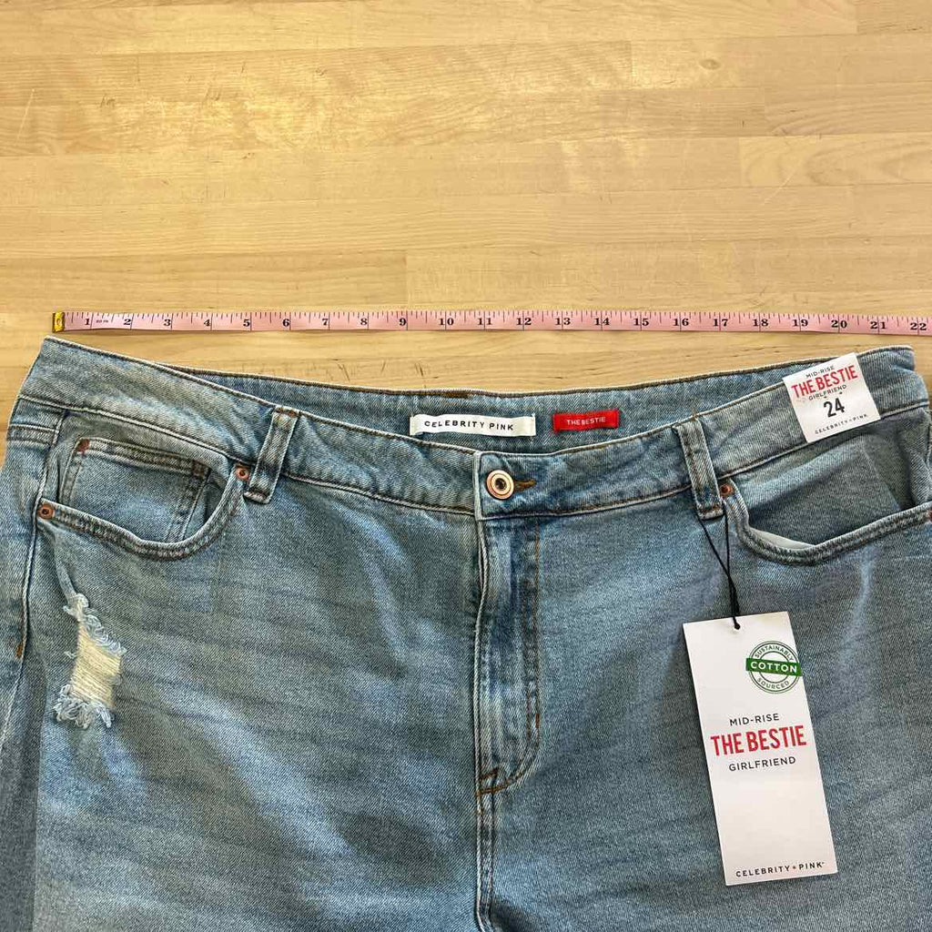 Celebrity Pink Trendy Plus Size Cuffed Girlfriend Jeans - Tide Pool