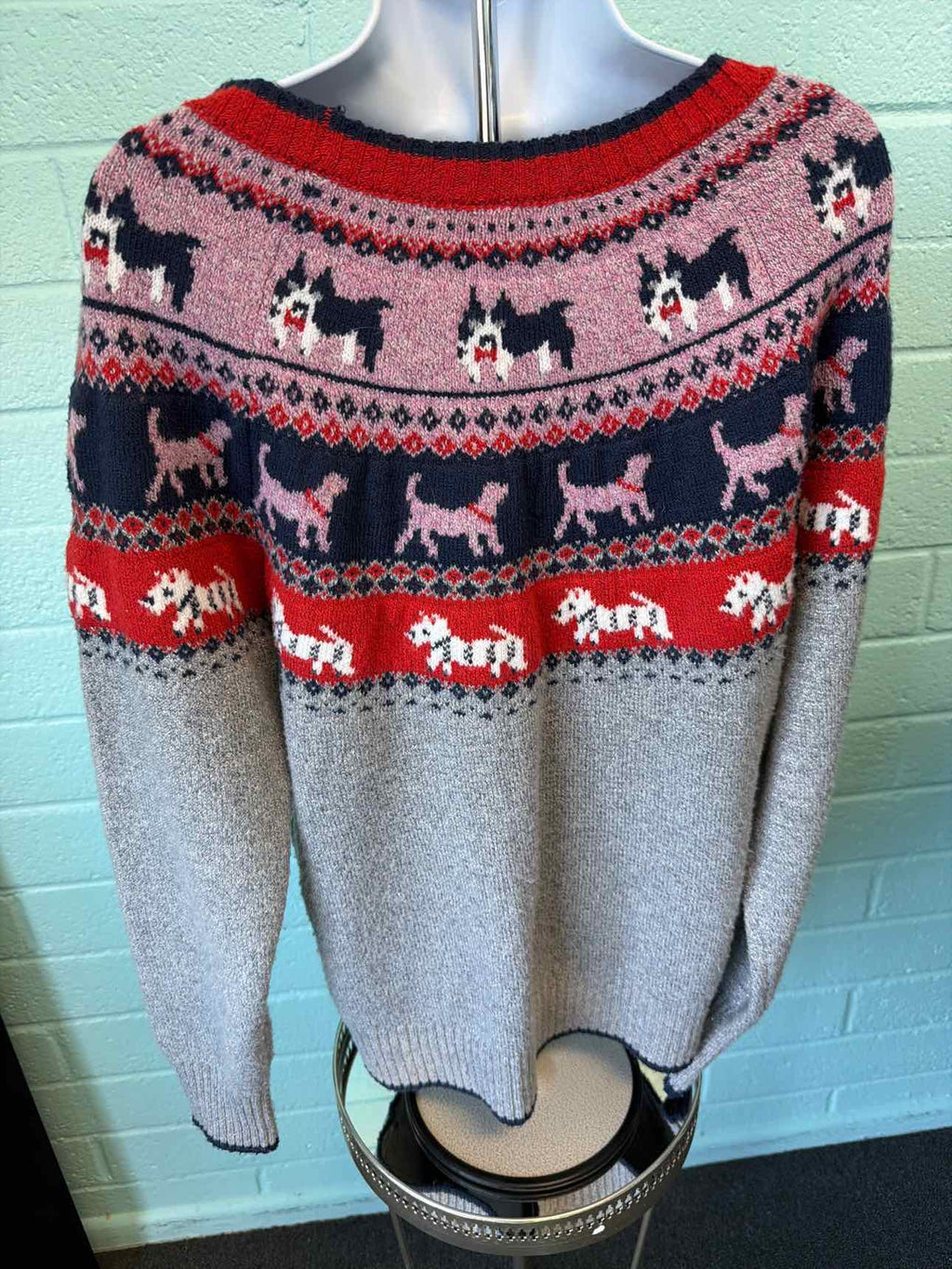 Holiday Time Size L Pink & Blue Dog Sweater