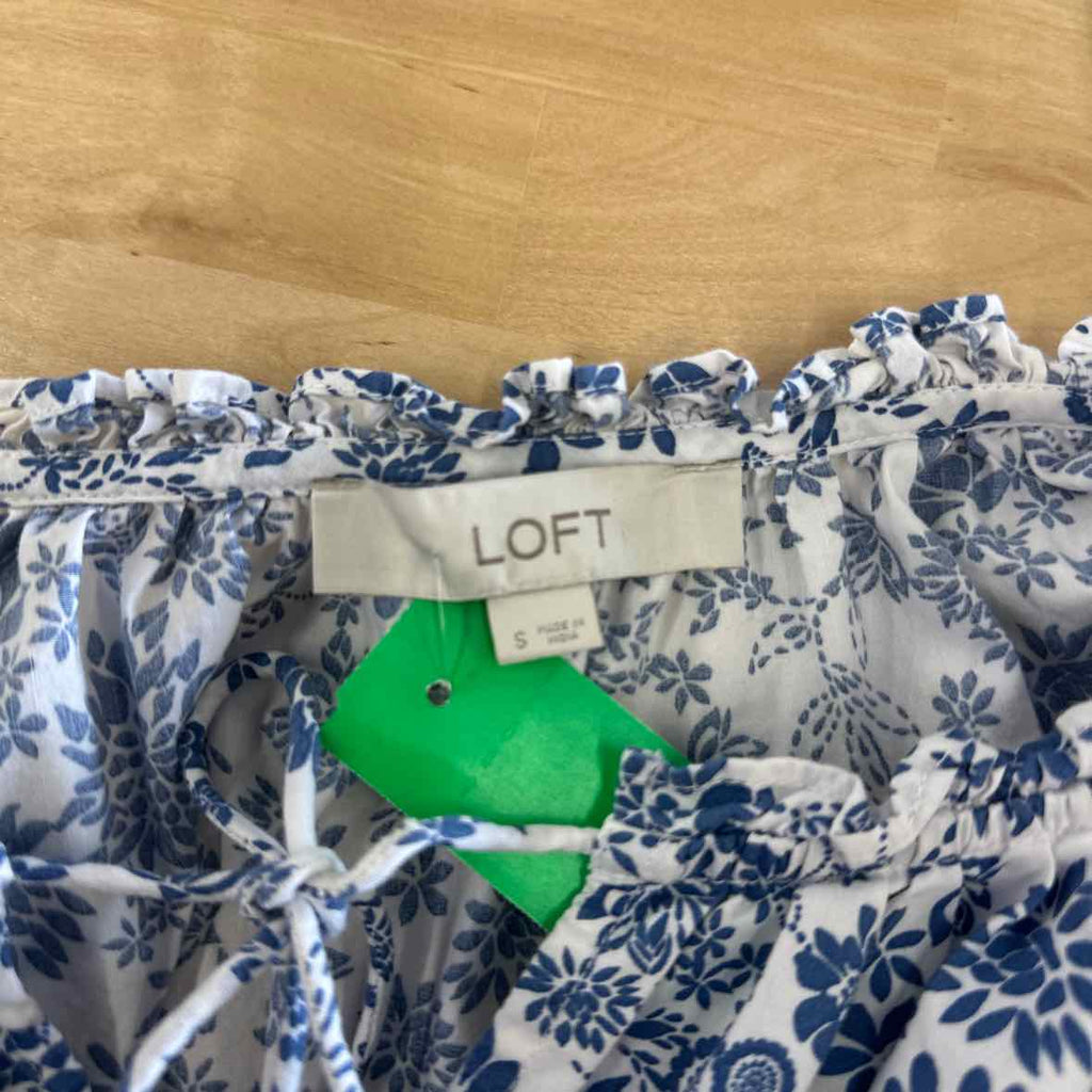 Loft Size S White/Blue Blouse