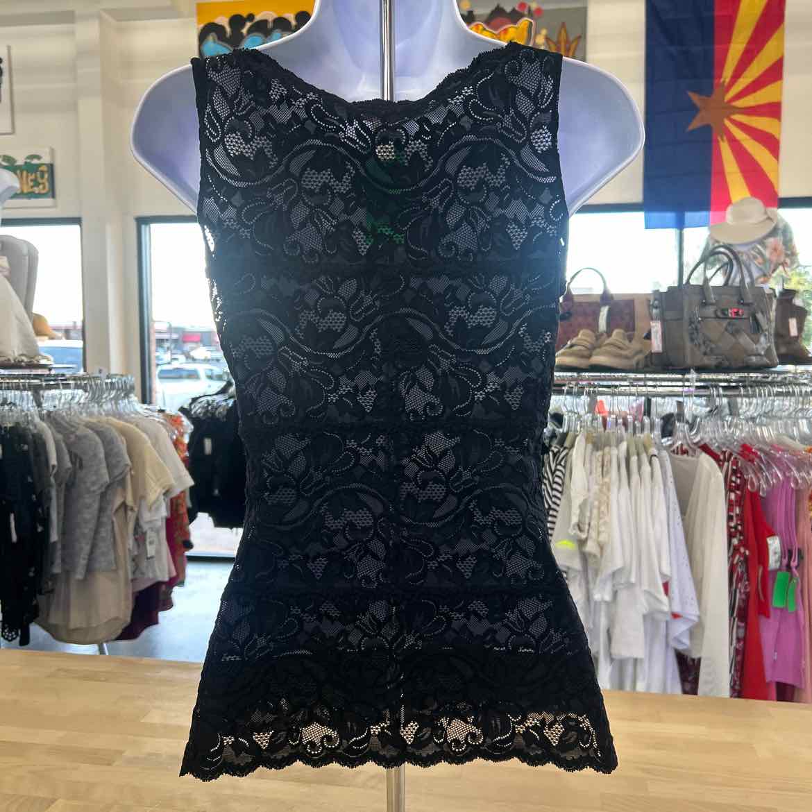 Spanx Size M Black Lace Preloved Tank