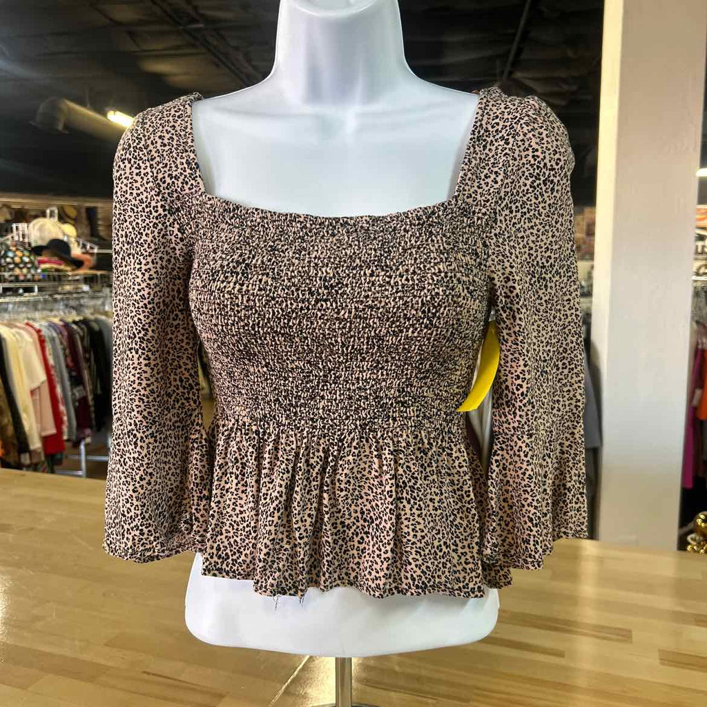Urban Romantics Size S Brown Rayon Preloved Blouse LS