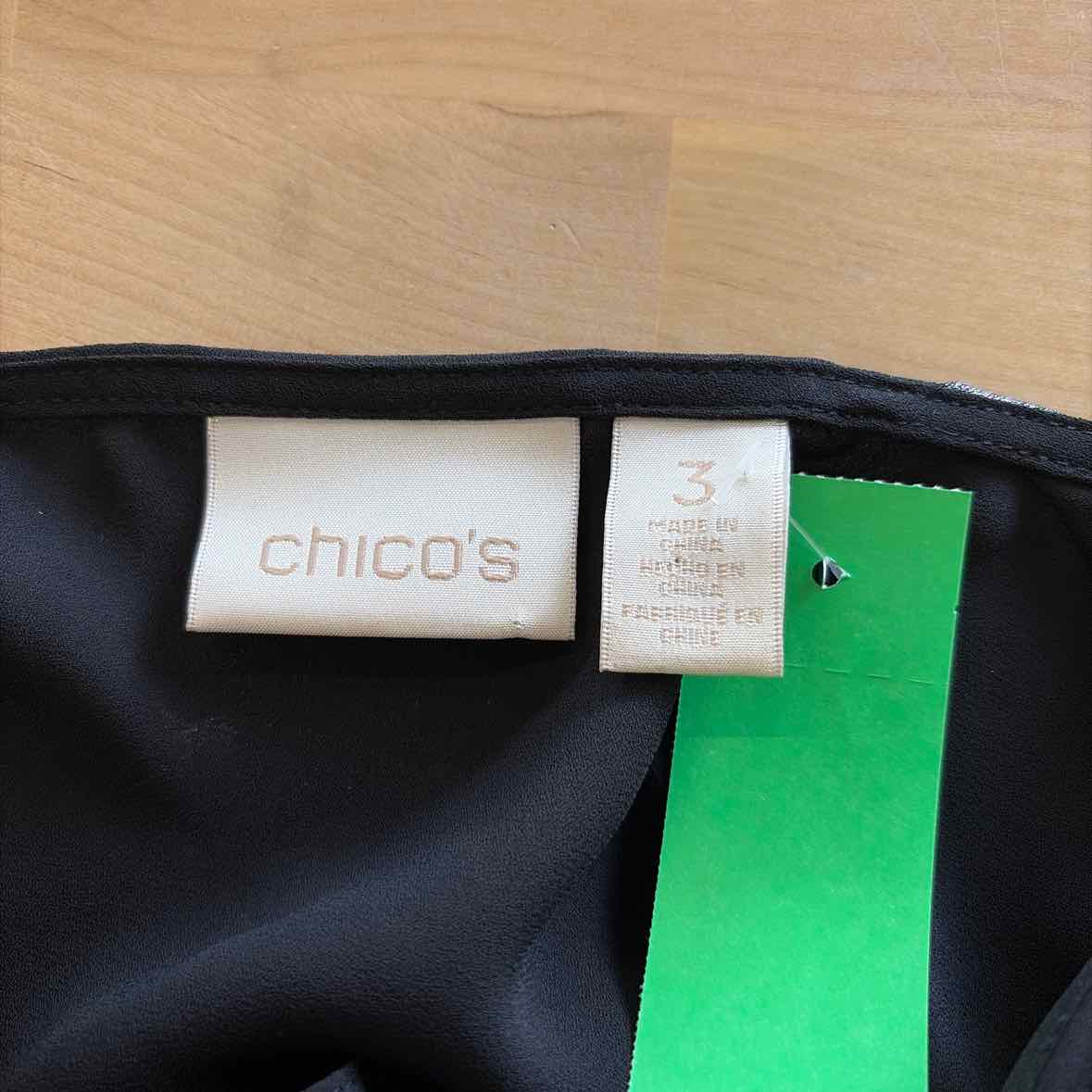 Chico's Size 3 Black Preloved Blouse LS