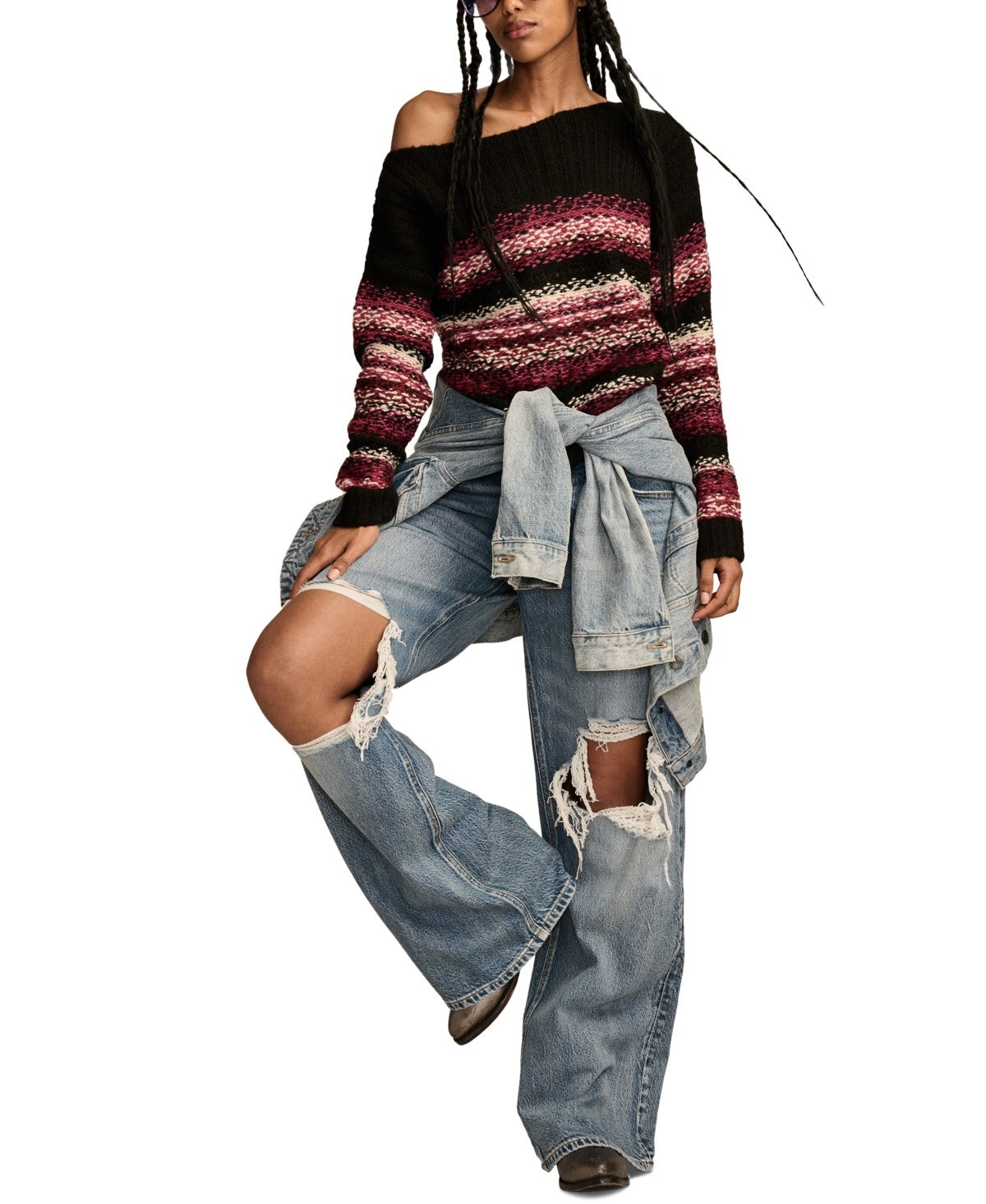 Lucky Brand Size M Pink/Black New Sweater