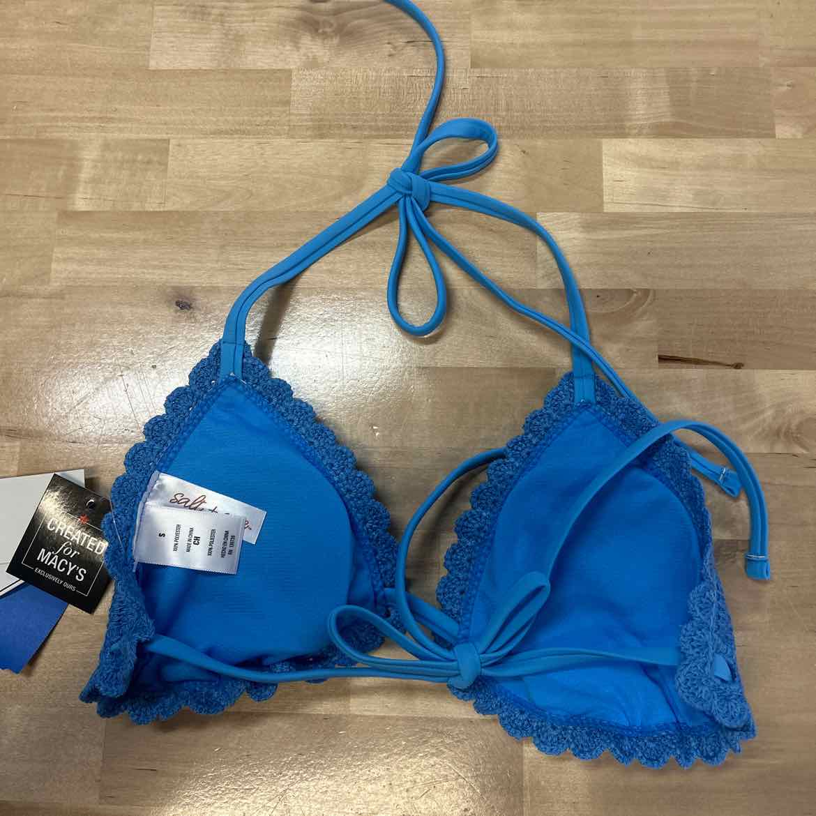 Salt + Cove Size S Crochet Halter Triangle Bikini