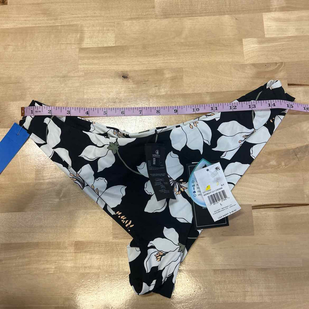 Volcom Size L Midnight Lily Printed Cheeky Bikini Bottoms