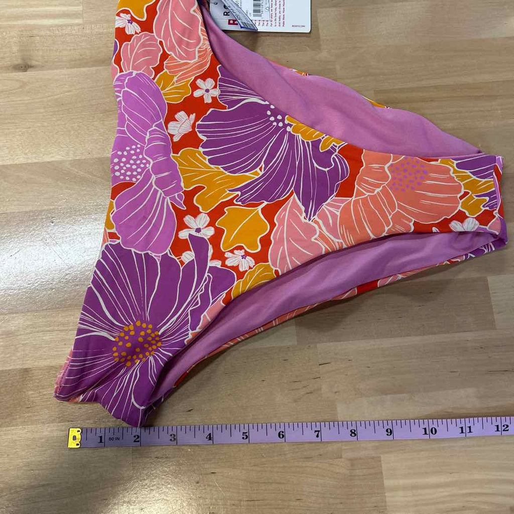 Roxy Size M Bell Bottom Blooms High Waist Bikini Bottoms