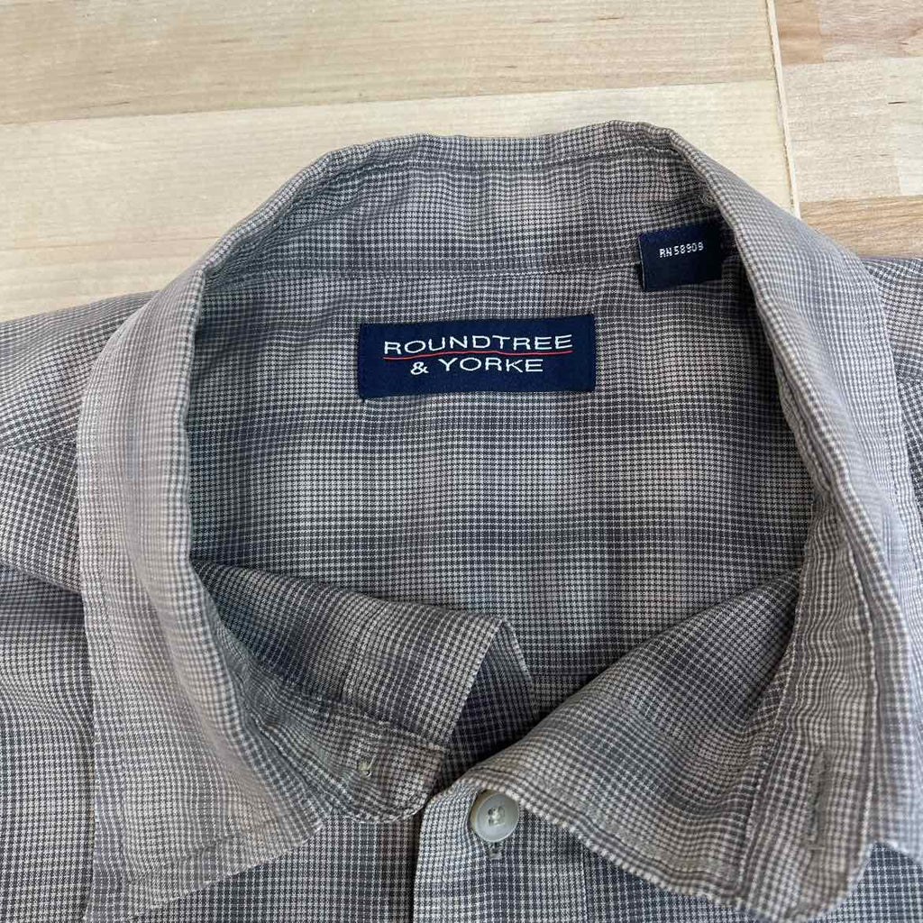Roundtree & York Size L Beige Preloved MENS Button Down Shirt