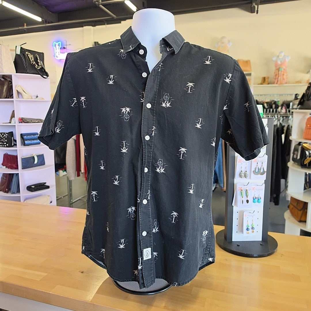 Volcom Size S Black Preloved MENS Button Down Shirt