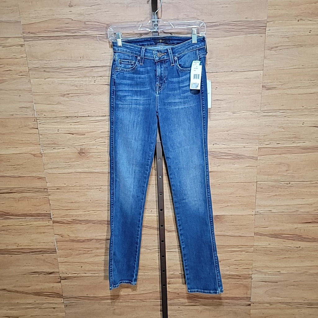 7 for all mankind Size 25 Mid-Rise Faded Denim Skinny Jeans NWT