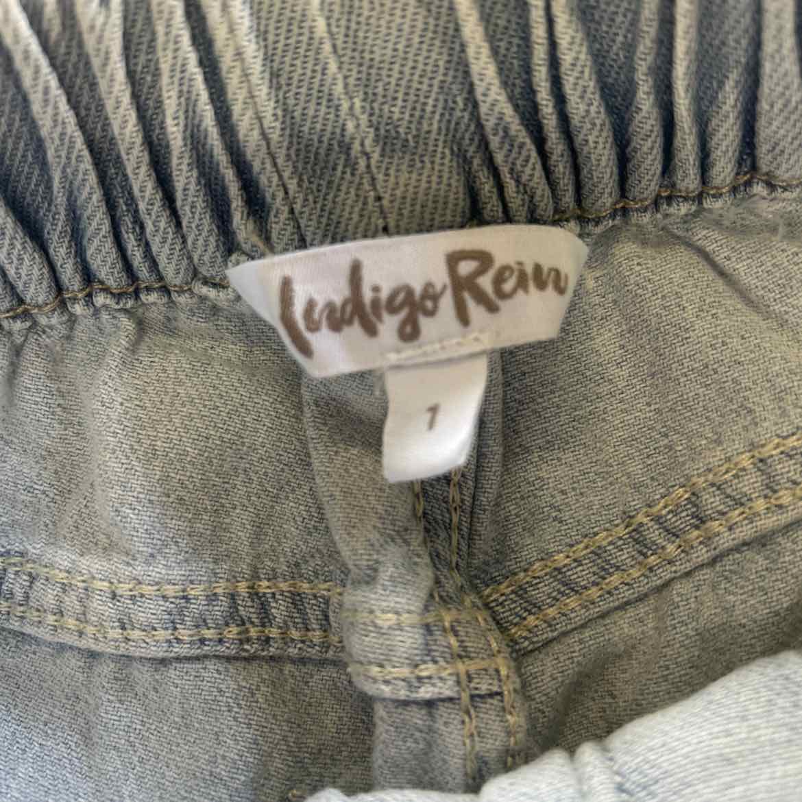 Indigo Rein Juniors' Distressed Drawstring Denim Shorts - Light Wash - 1