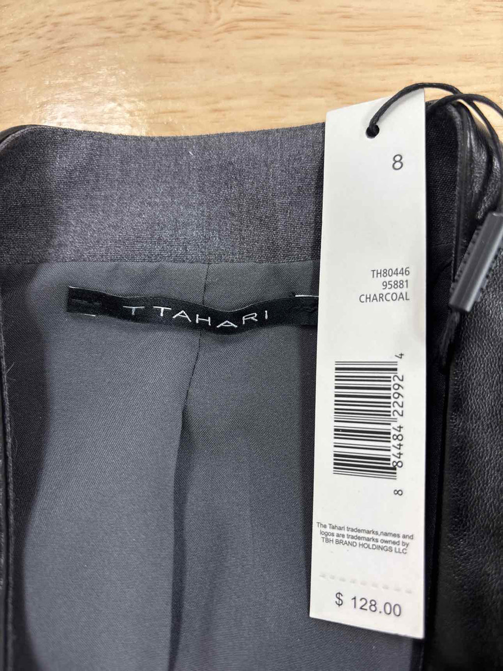 Tahari Size 8 Charcoal Polyester Blend Preloved Jacket