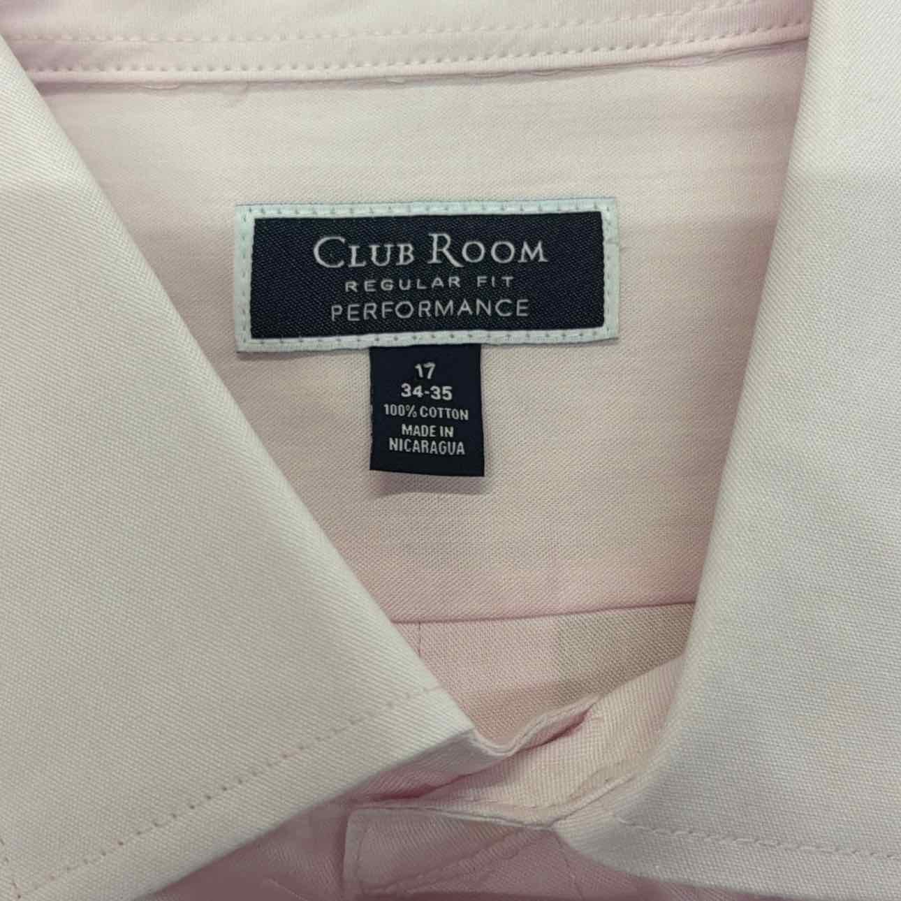 Club Room Dress Shirts Men's Parfait Pink Cotton Long Sleeve Regular Fit