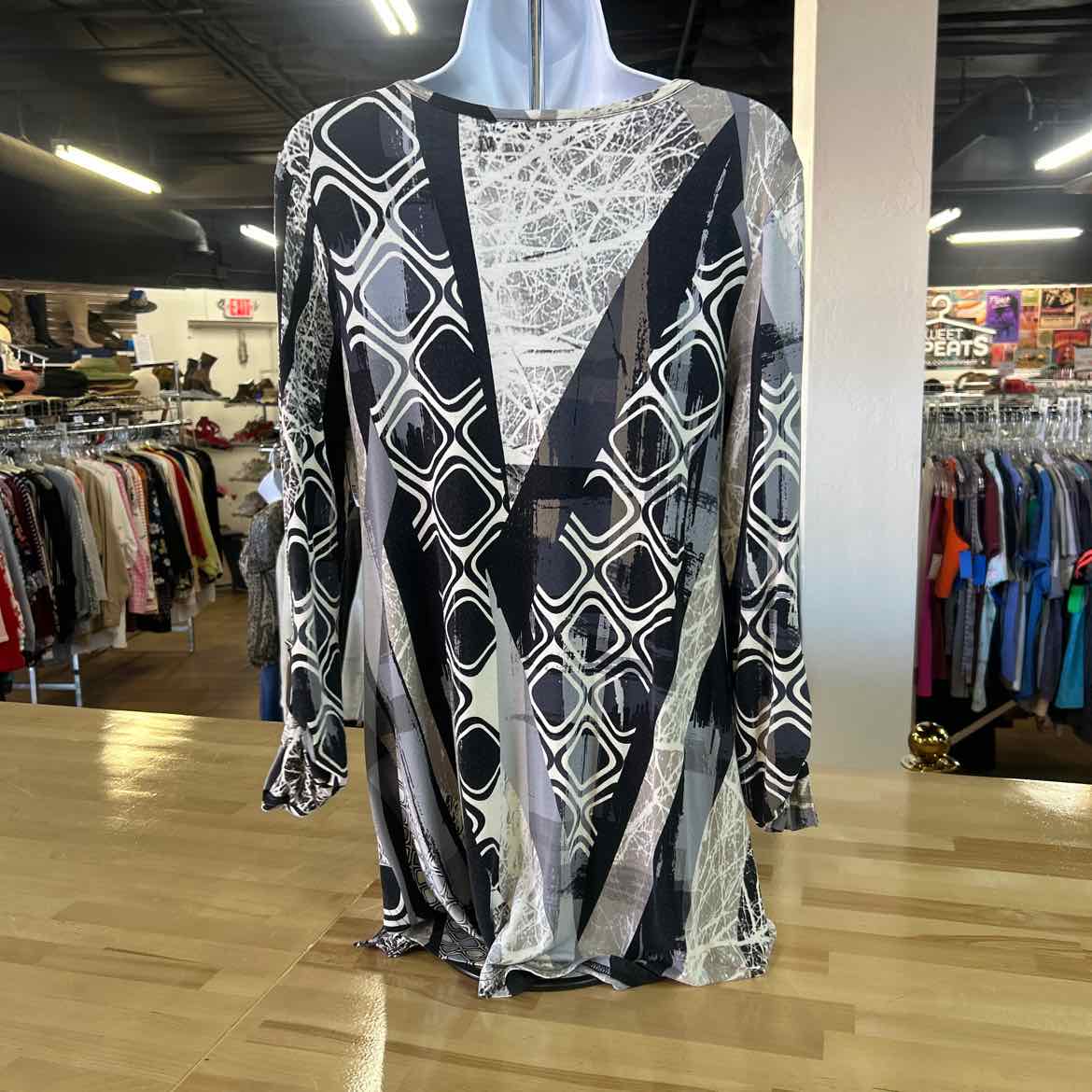 Lynn Ritchie Size XS Black Gray Preloved Tunic