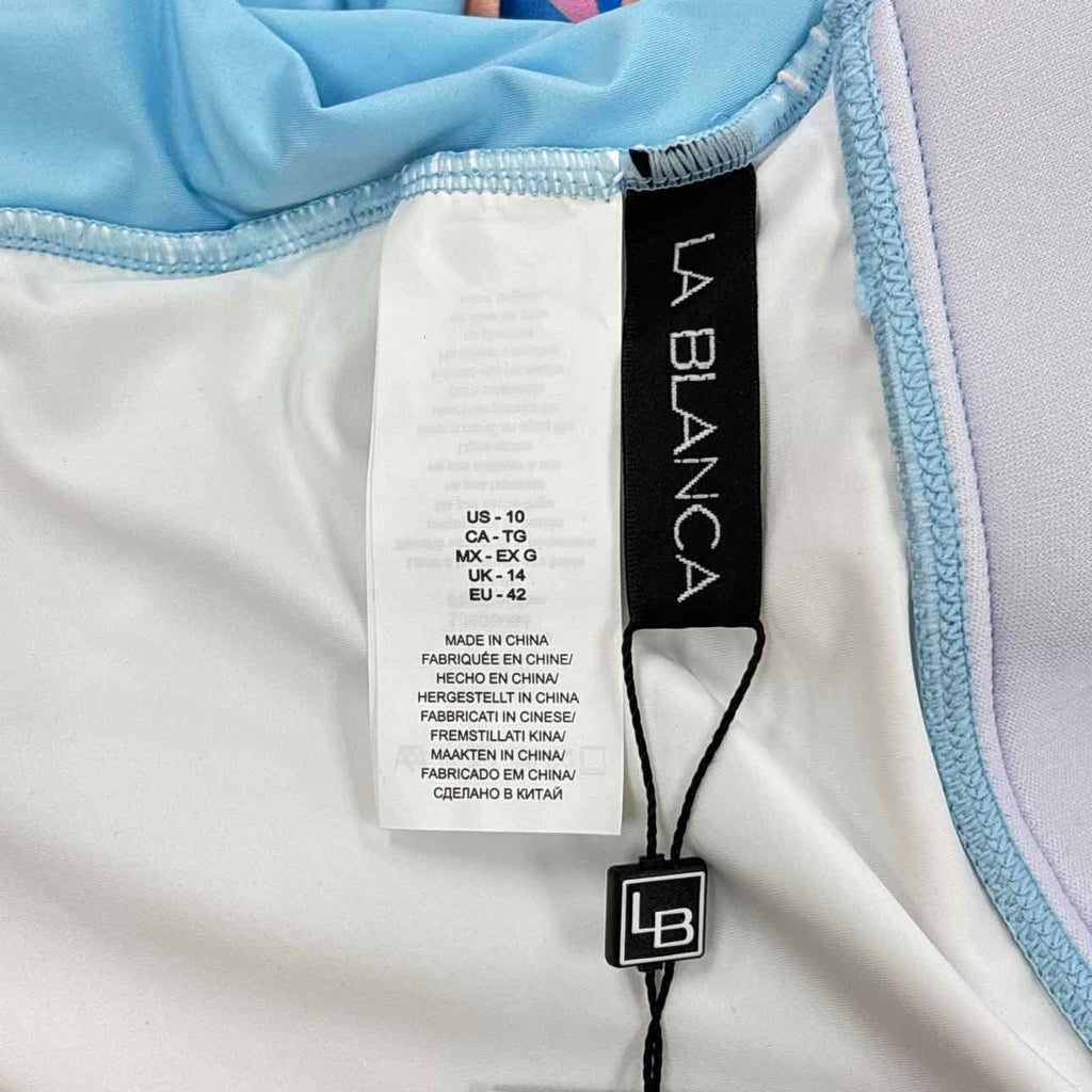 La Blanca Size 10 Over the Shoulder Tankini Swimsuit Top Multicolor Tropical