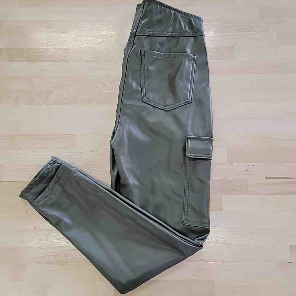 TINSELTOWN Size S Faux Leather High Rise Pull-on Skinny Cargo Jeans NWT