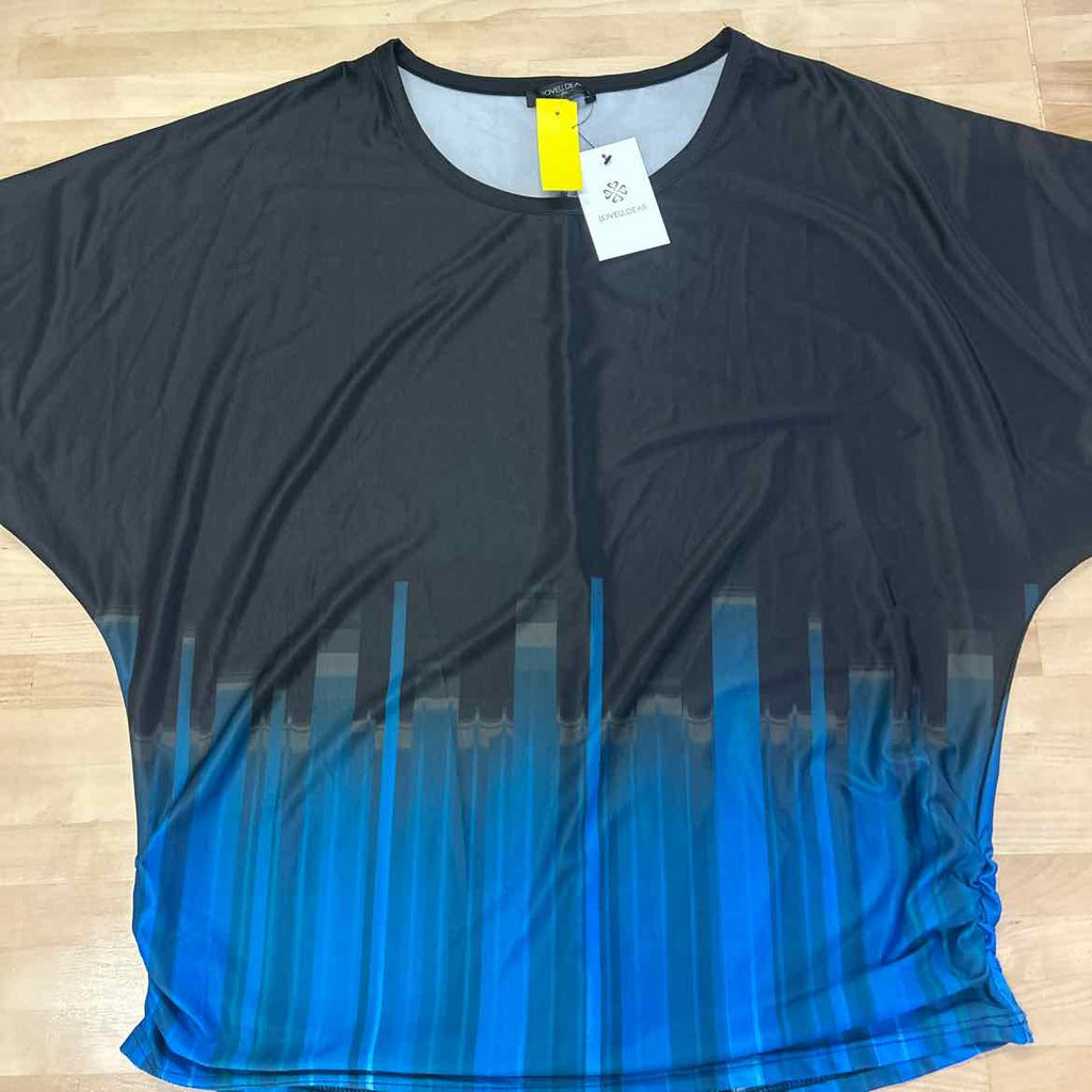Loveudear Size 2XL Black & Aqua Blouse