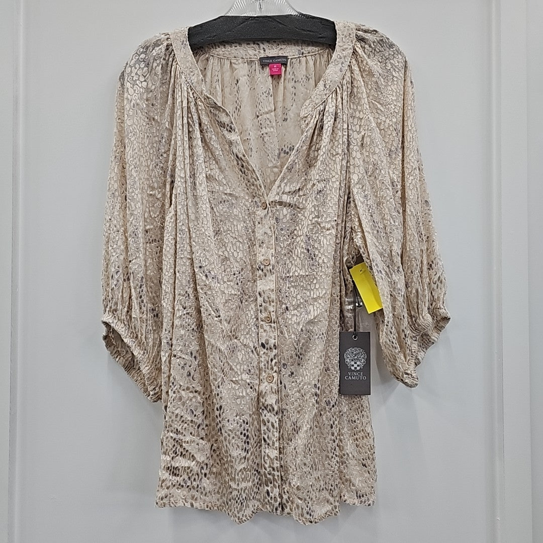 Vince Camuto Size 1X Beige Blouse