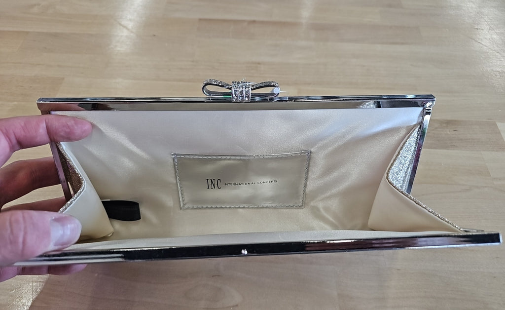 I.n.c. International Concepts Carolyn Glitter Clutch- Gold/Silver