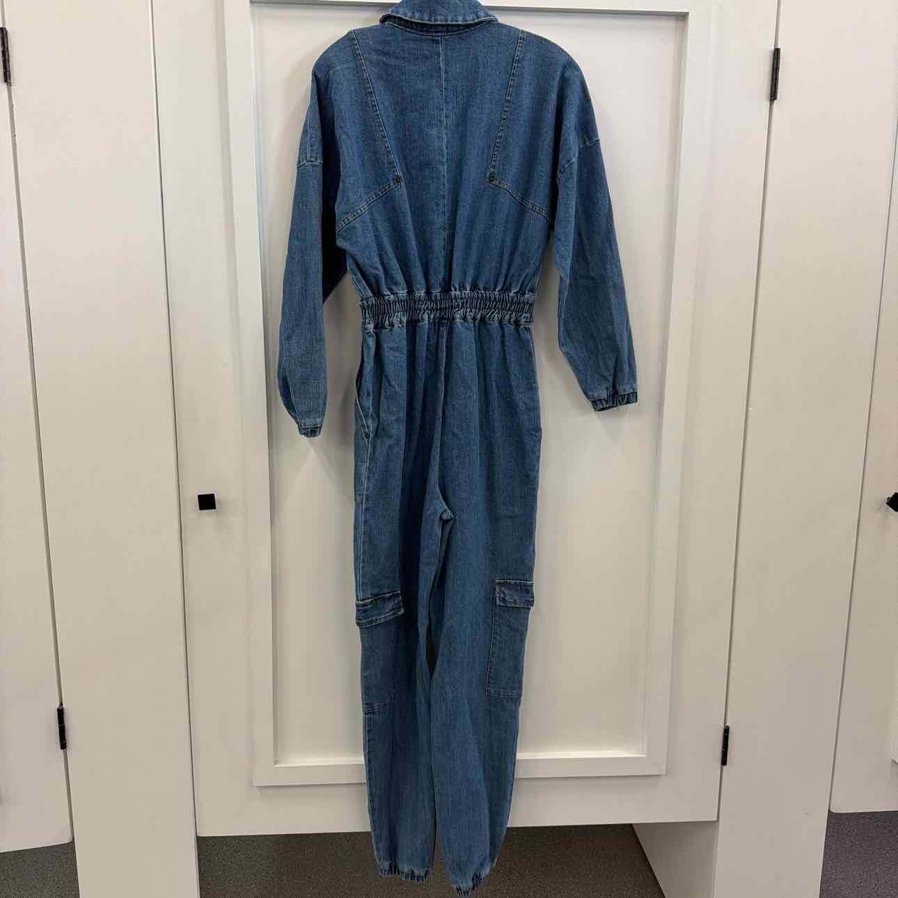 Steve Madden Women S Trista Denim Cargo Jumpsuit - Blue Denin