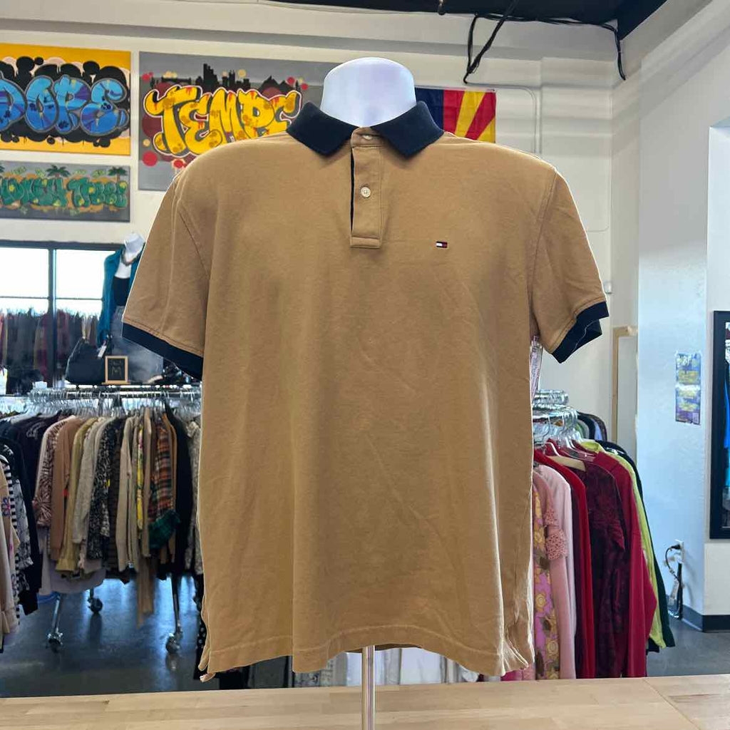Tommy Hilfiger Size L Tan Preloved MENS Polo