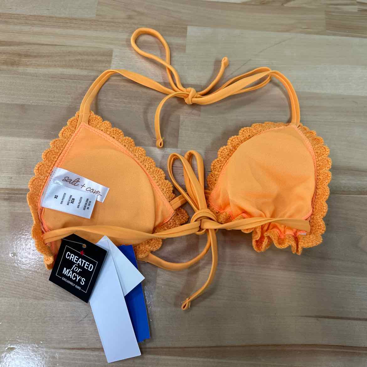 Salt + Cove Size XS Crochet Halter Triangle Bikini