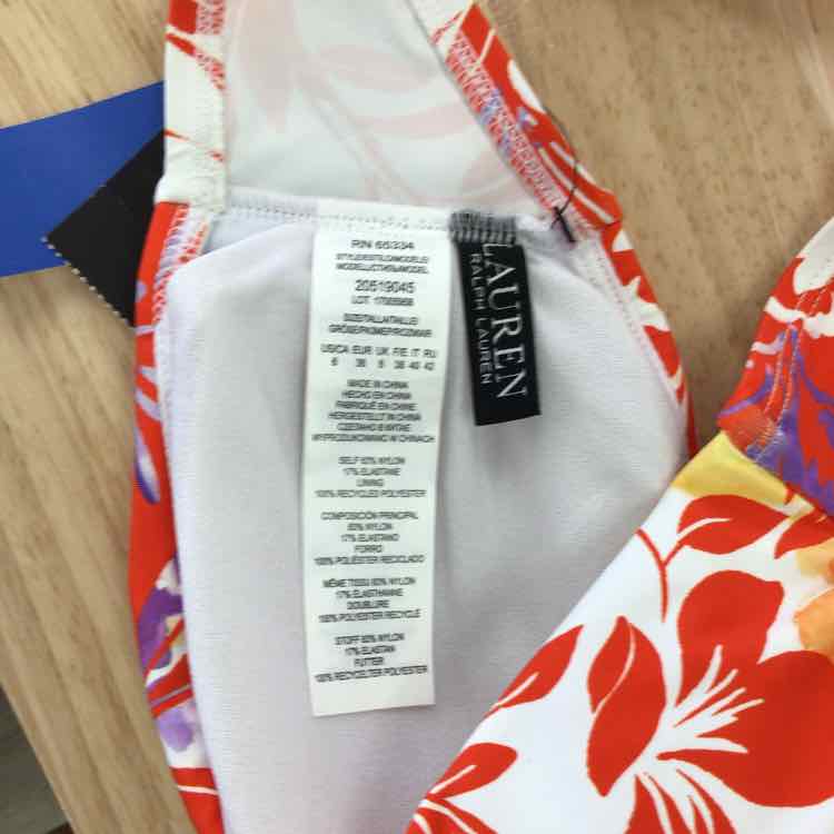 Ralph Lauren Size 6 Shirred U-Neck Bikini Top