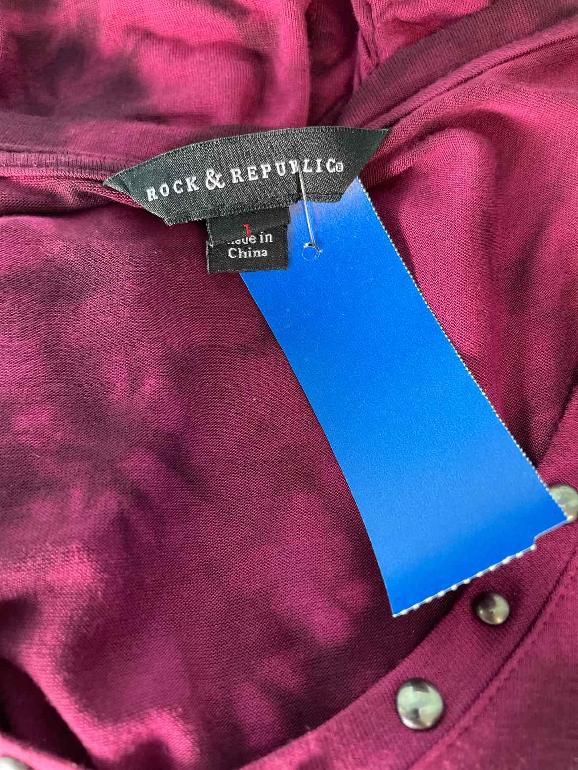 Rock & Republic Size L Burgandy Knit Top