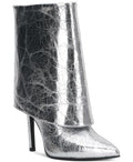 I.N.C. International Concepts Womens Sabeel Cuff Booties Silver Crinkle 7M