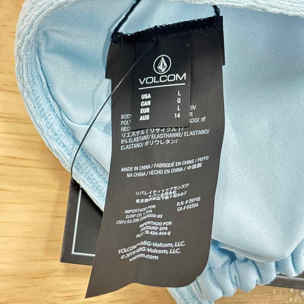 Volcom Size L Pucker up Cross-Back Halter Bikini Top - Cloud Blue
