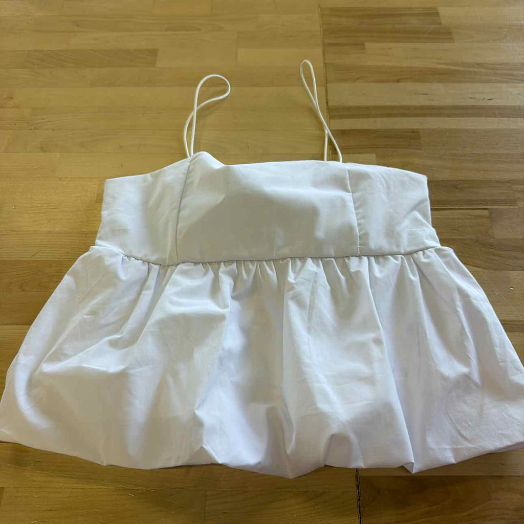 Madden Girl Size M Poplin Bubble Tank Top - Bright White NWT