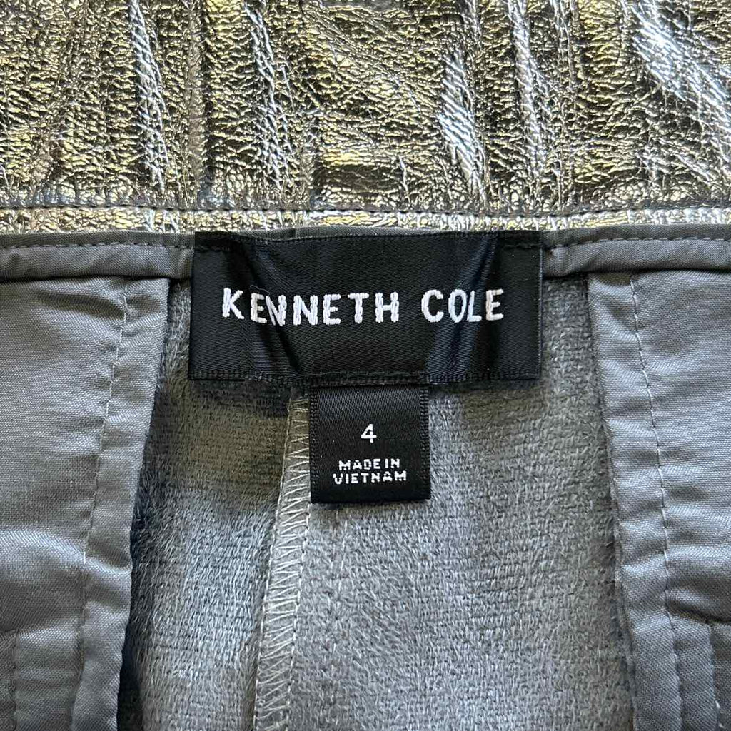 Kenneth Cole | Vegan Metallic Fly Front Mid Rise Wide Leg Pant