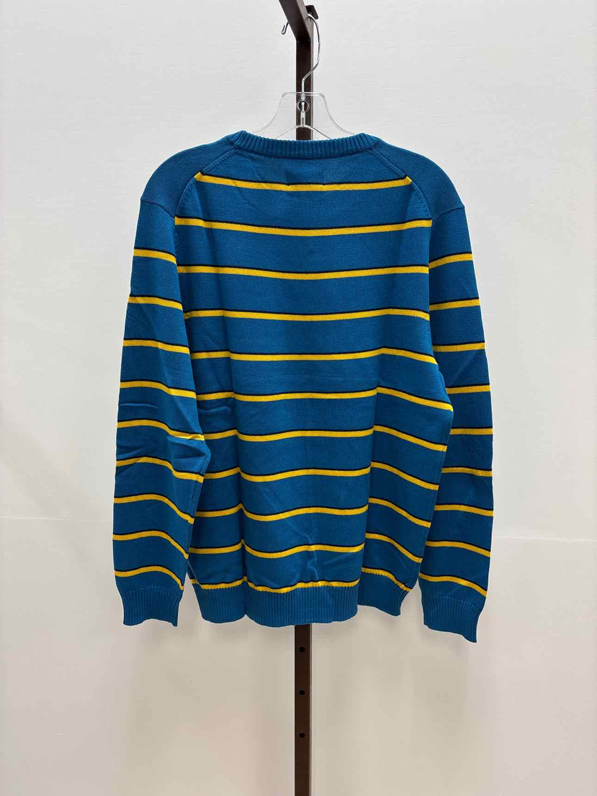 Male Club Room Men's Size L  Blue Prep Stripe Sweater - Sapphire Lake
