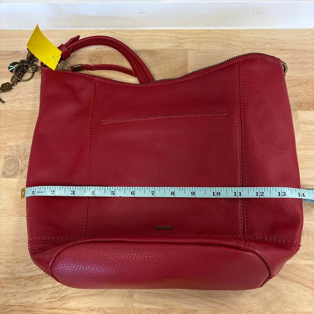 The Sak Red Pebbled Leather Preloved Handbag