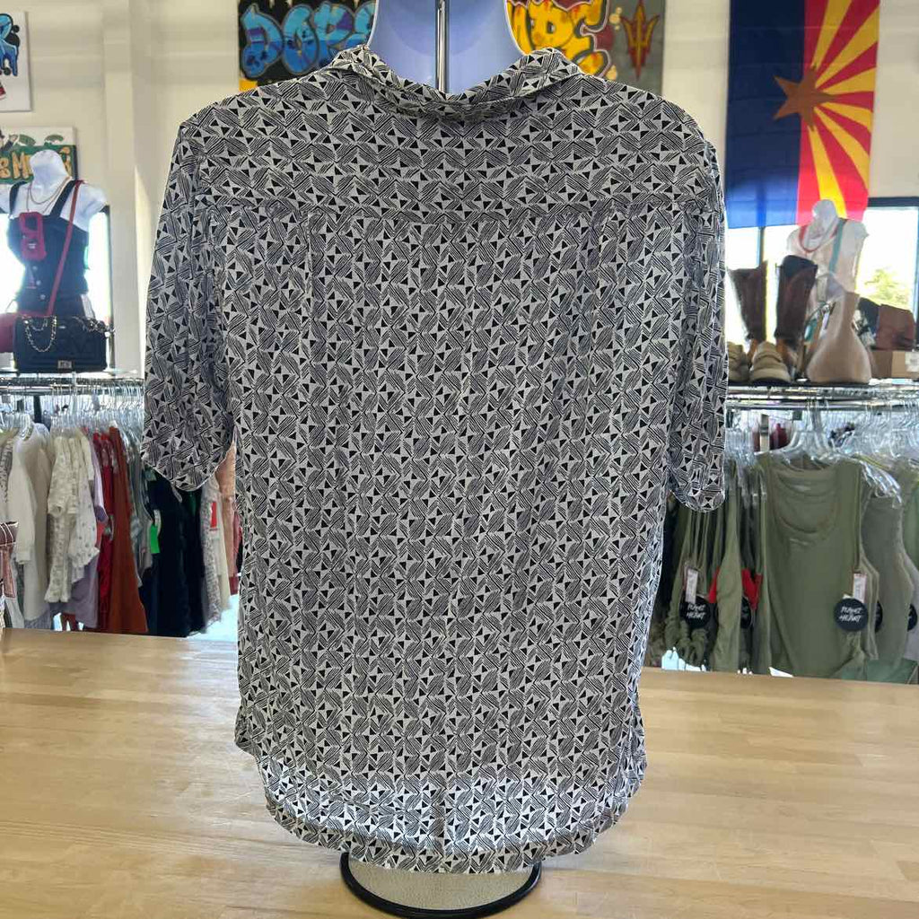 Claiborne Size L Black White Preloved MENS Button Down Shirt