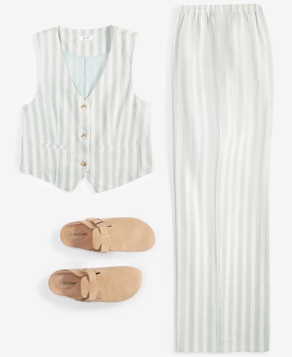 Hippie Rose Juniors' Sleeveless Linen Vest - Blue Stripe