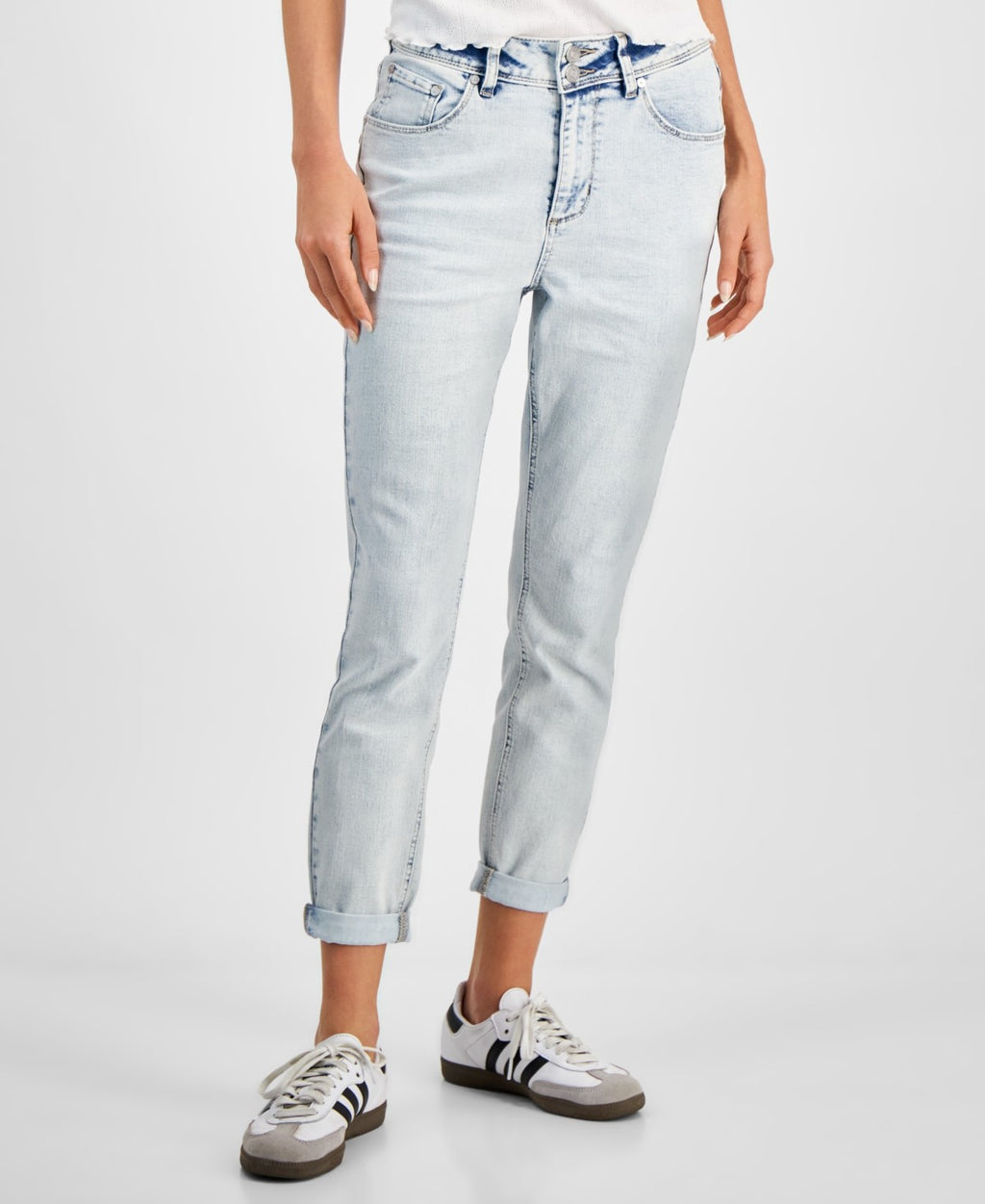 Indigo Rein Juniors' Mid-Rise Light-Wash Cropped Jeans - Acid Wash