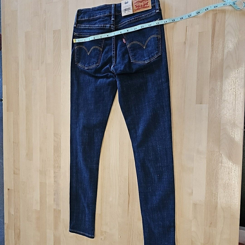 Levi's Size 00 24x26 Short Blue 711 Skinny Stretch Jeans NWT